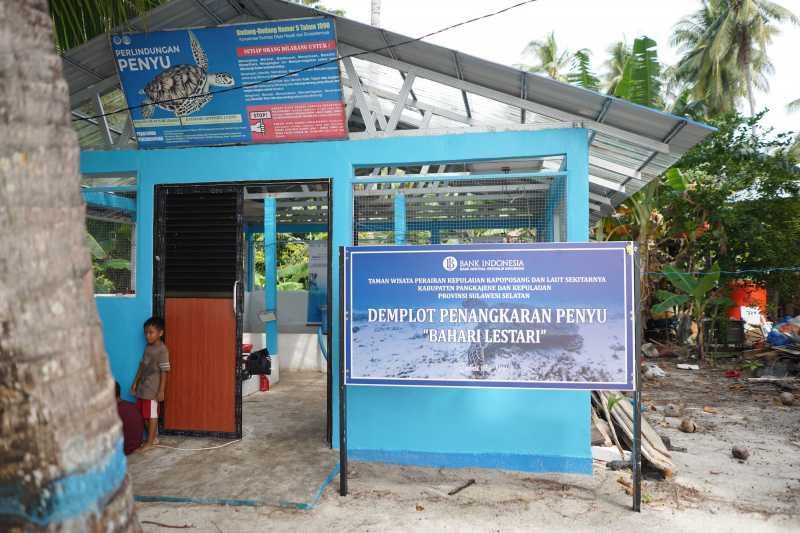 Lokasi demonstration plot penangkaran penyu ‘Bahari Lestari’ yang dikelola oleh Kelompok Masyarakat Bahari Lestari di Pulau Kapoposang.